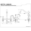Kingston Brass Satin Nickel Double Handle 8" Kitchen Faucet w sprayer KB7758BLBS