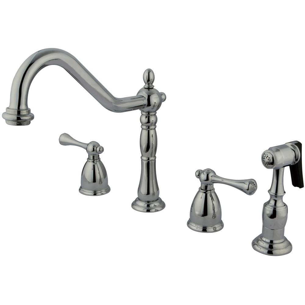 English Country Chrome 8" Widespread Kitchen Faucet w Sprayer KB7791BLBS