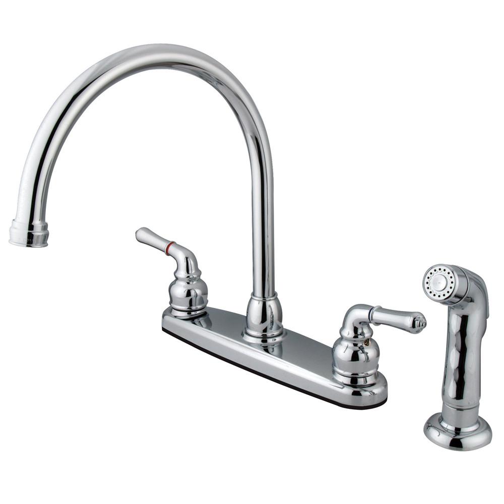 Kingston Brass Chrome Double Handle Kitchen Faucet with Side Sprayer KB791SP