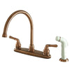Kingston Antique Copper Magellan high arch 8" kitchen faucet w/sprayer KB796
