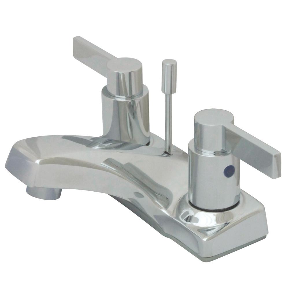 Kingston Brass Chrome 2 Handle 4" Centerset Bathroom Faucet w Pop-up KB8101NDL