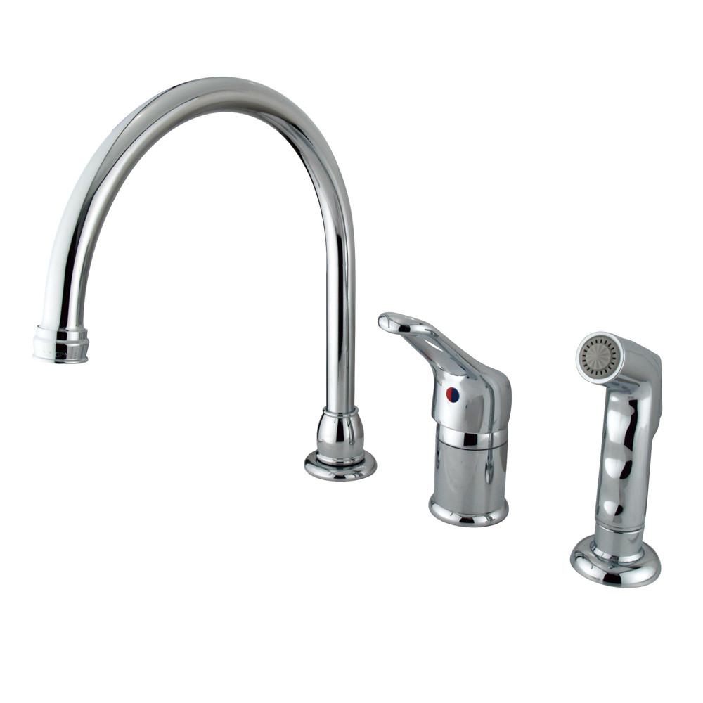 Kingston Brass Chrome Single Loop Handle Kitchen Faucet with Side Sprayer KB811