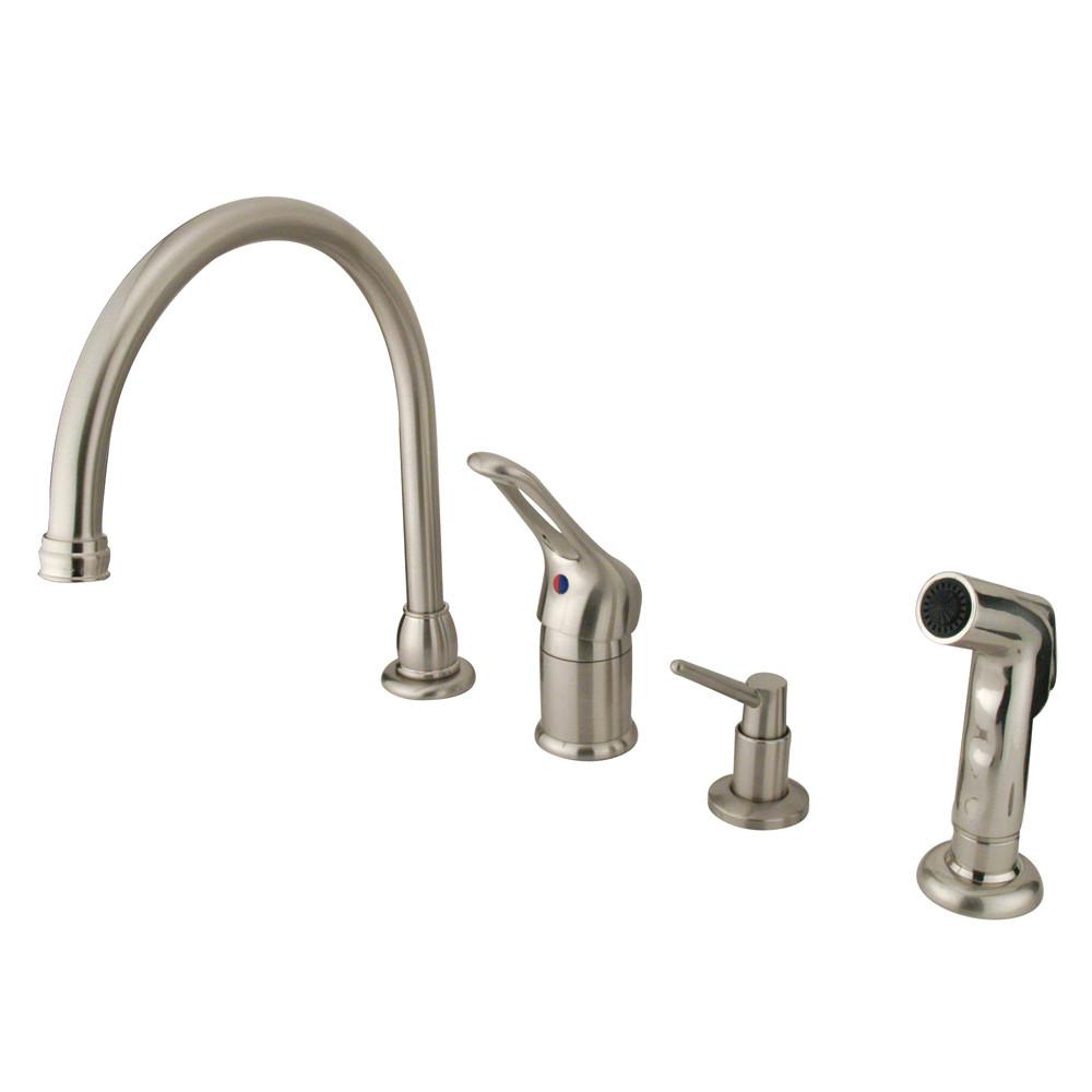 Satin Nickel Single Handle Kitchen Faucet w Soap Dispenser & spray KB818K8