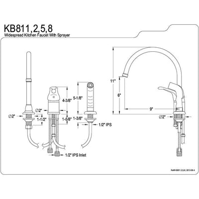 Kingston Satin Nickel Single Loop Handle Kitchen Faucet with Side Sprayer KB818