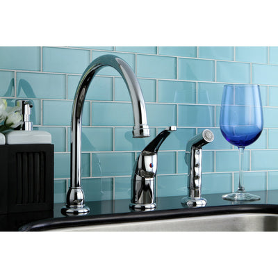 Kingston Brass Chrome Single Handle Kitchen Faucet with Side Sprayer KB821