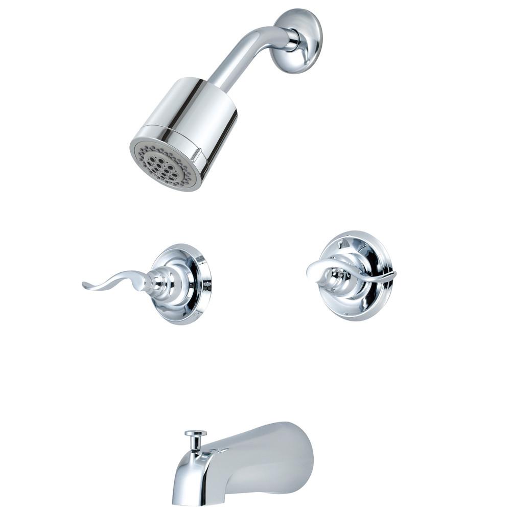 Kingston Brass Chrome NuWave French two handle tub & shower faucet KB8241NFL