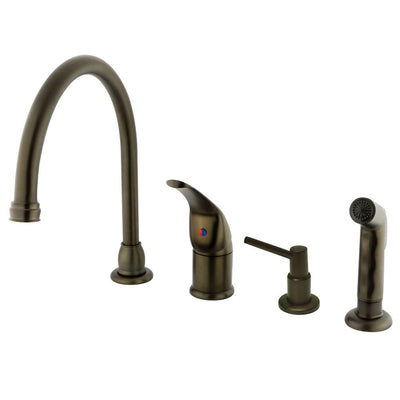 Kingston Oil Rubbed Bronze Widespread Kitchen Faucet w Brass Sprayer KB825K5