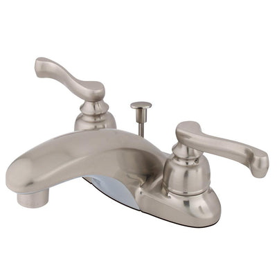 Kingston Satin Nickel 2 Handle 4" Centerset Bathroom Faucet w Pop-up KB8628FL