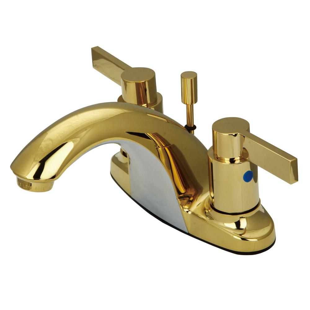 Polished Brass NuvoFusion 4" Centerset hi-Rise bathroom Faucet w drain KB8642NDL