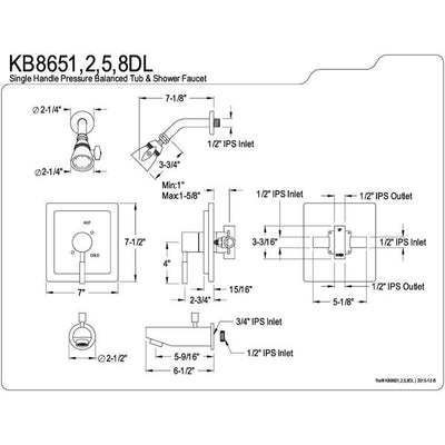 Kingston Brass Concord Chrome Single Handle Tub & Shower Faucet KB8651DL