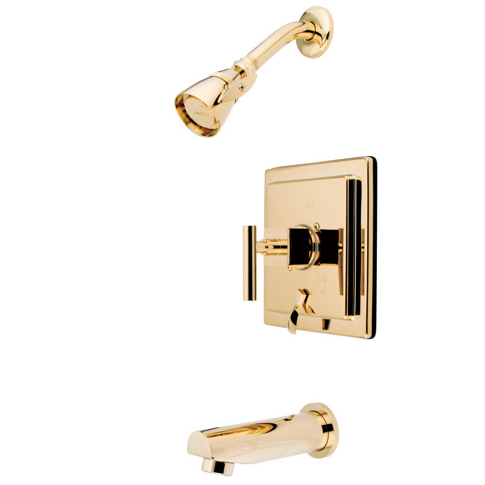Kingston Claremont Polished Brass Tub and Shower Combination Faucet KB86520CQL