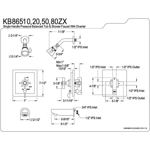 専用ページ1 Kingston Brass KB86550ZX Tub and Shower Combination Faucet Oil