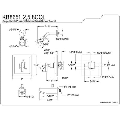 Kingston Brass Claremont Satin Nickel Tub & Shower Combination Faucet KB8658CQL