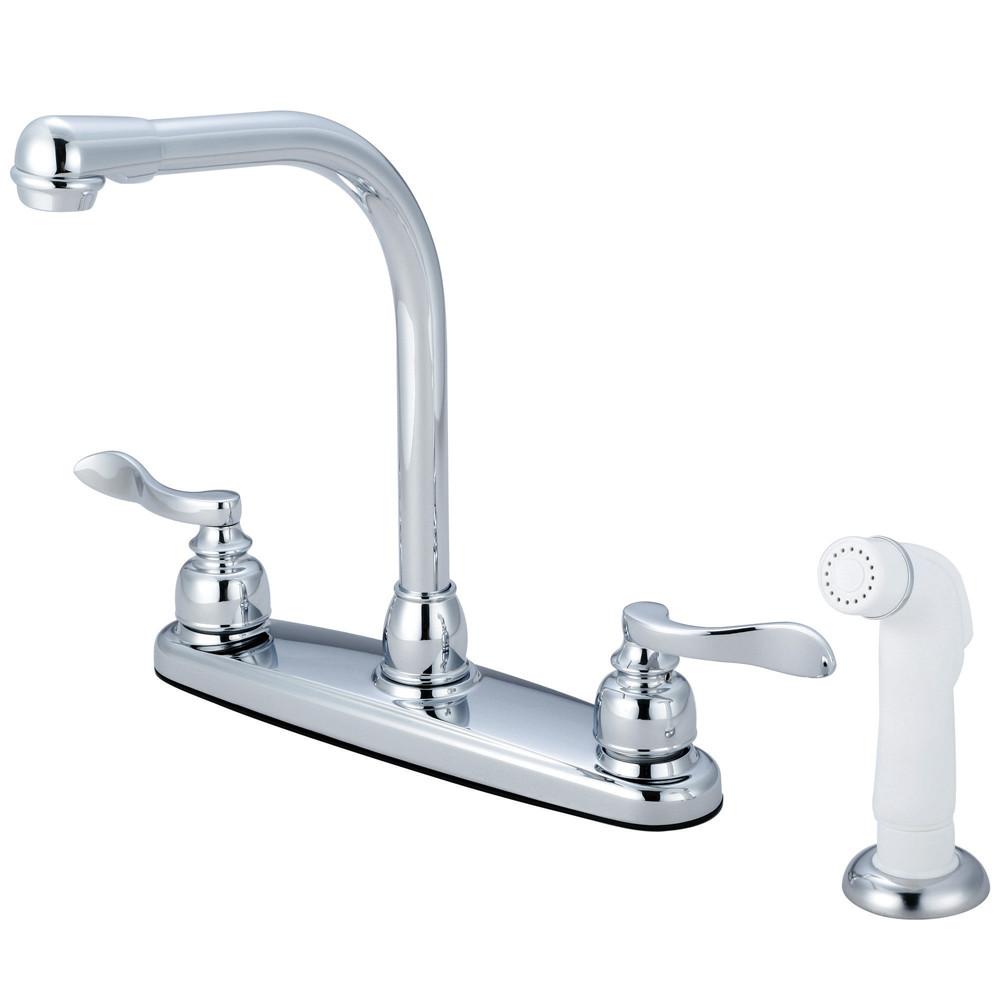 Kingston Brass Chrome NuWave French centerset kitchen faucet w/spray KB8751NFL
