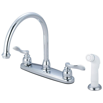 Kingston Chrome NuWave French 8" centerset kitchen faucet w/ sprayer KB8791NFL