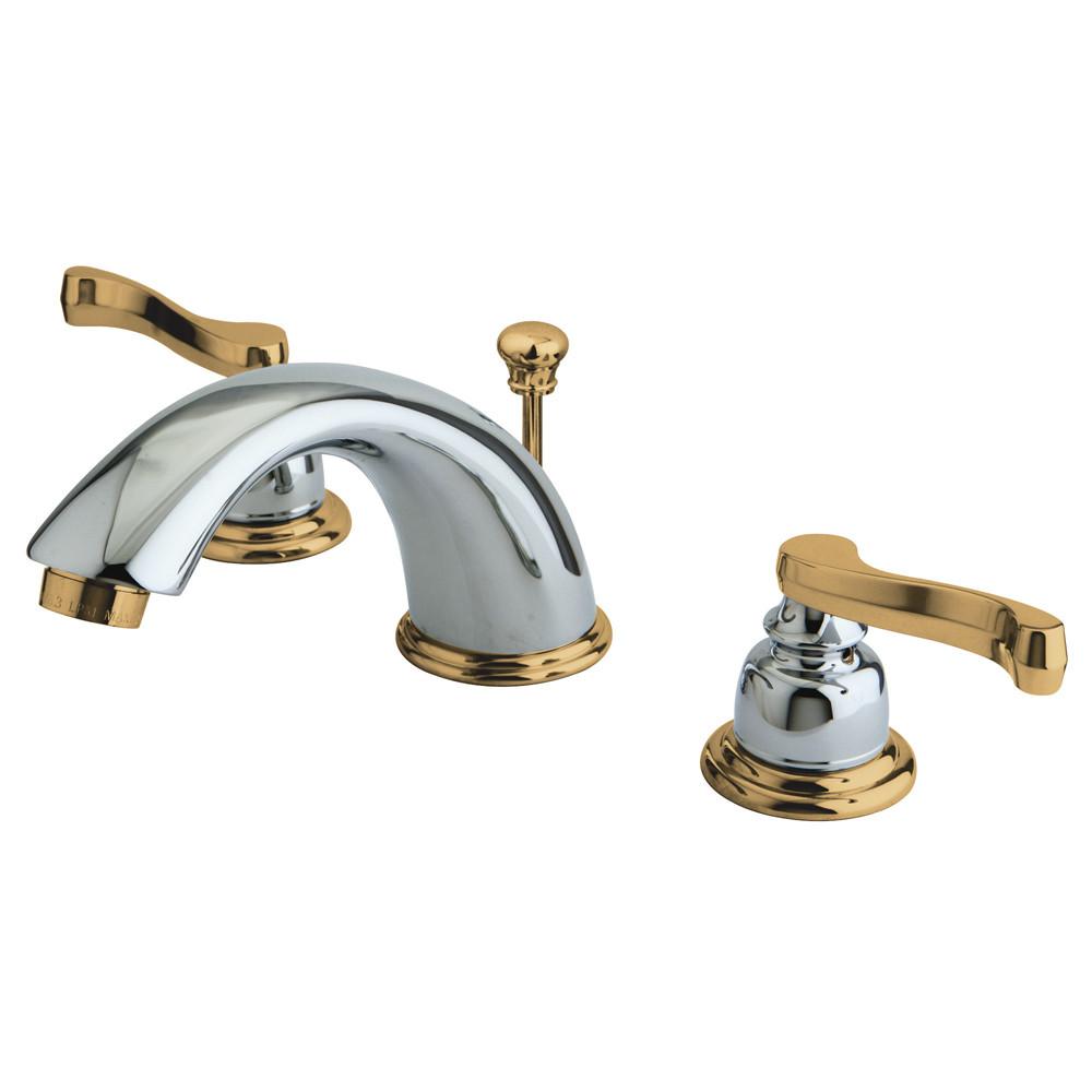Kingston Chrome/Polished Brass Widespread Bathroom Faucet w Pop-up KB8964FL