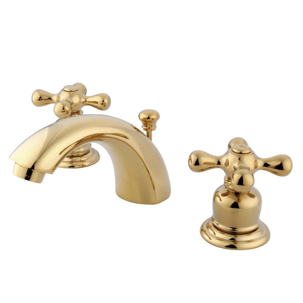 Kingston Polished Brass 4"-8" Mini Widespread Bathroom Faucet w Pop-up KB942AX
