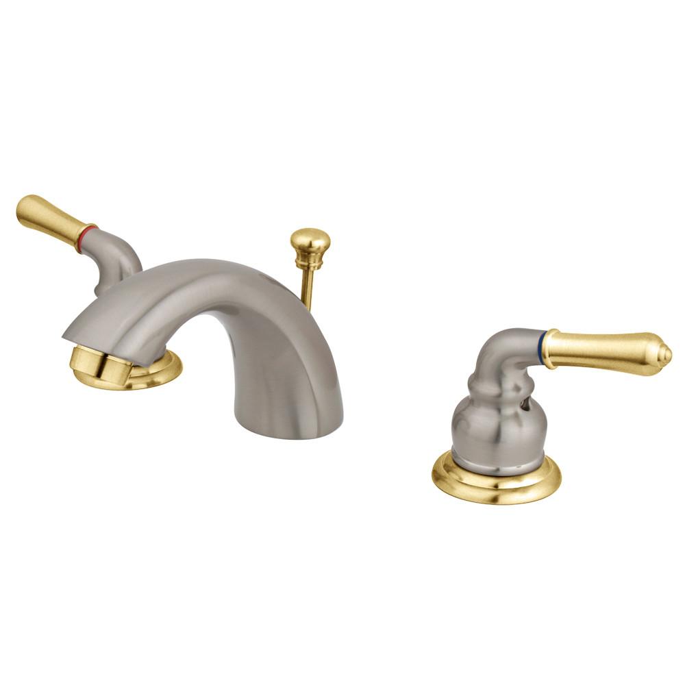 Kingston Satin Nickel/Polished Brass 4"-8" Mini Widespread Bathroom Faucet KB959