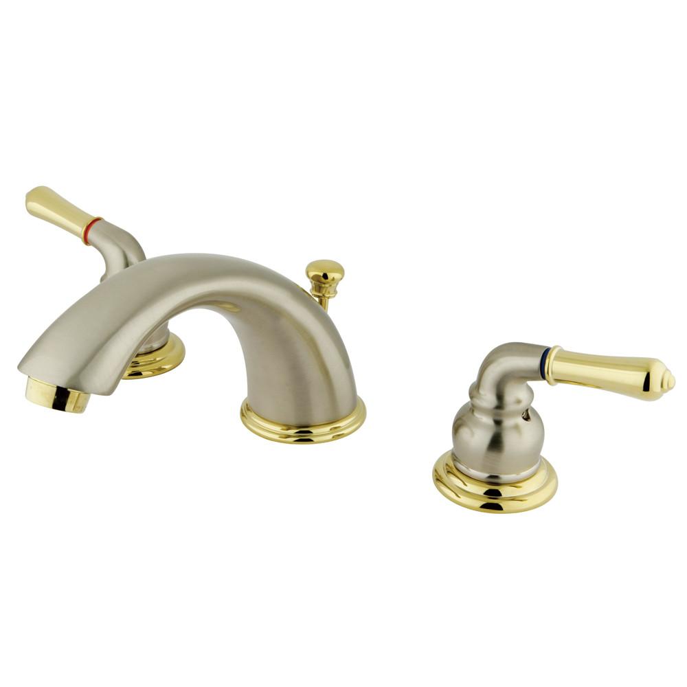 Kingston Satin Nickel/Polished Brass 8"-16" Widespread Bathroom Faucet KB969