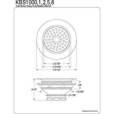Kingston Chrome Made to Match Cast Brass Heavy Duty Basket Strainer KBS1001