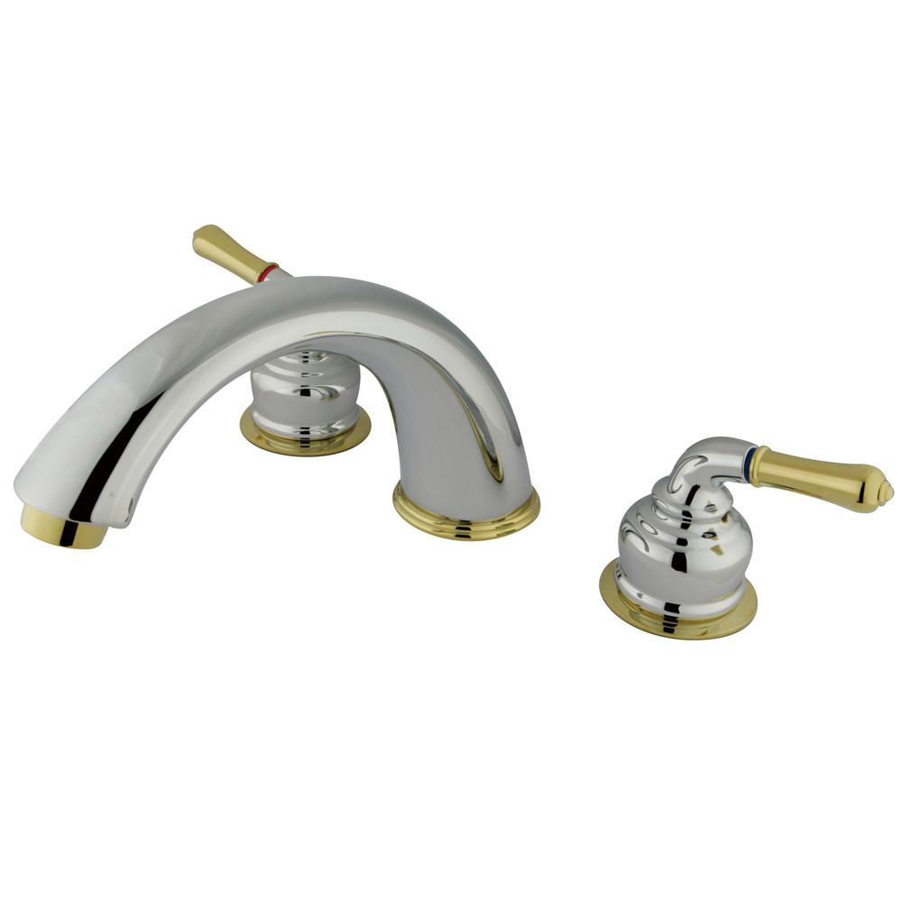 Kingston Brass Chrome/Polished Brass Magellan roman tub filler faucet KC364