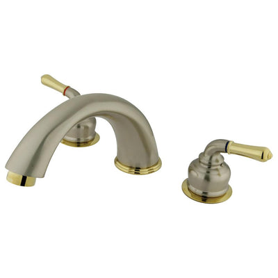 Kingston Satin Nickel/Polished Brass Magellan roman tub filler faucet KC369