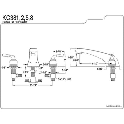 Kingston Brass Satin Nickel Magellan 2 handle roman tub filler faucet KC388
