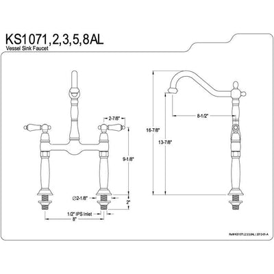 Kingston Brass Chrome 2 Handle Vessel Sink Bathroom Lavatory Faucet KS1071AL
