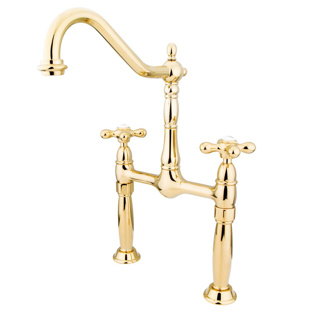 Kingston Brass Polished Brass 2 Handle Vessel Sink Bathroom Faucet KS1072AX