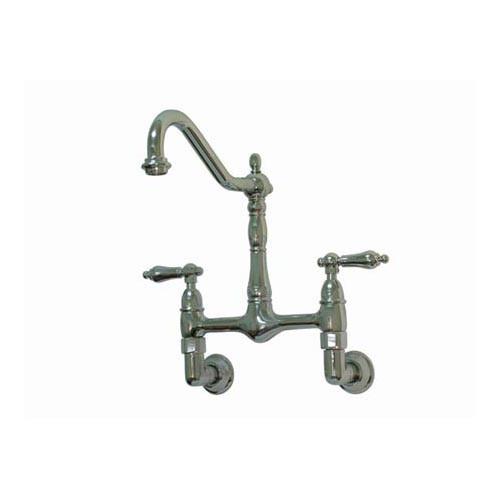 Kingston Brass Metal Lever Handle Chrome Wall Mount Kitchen Faucet KS1091AL