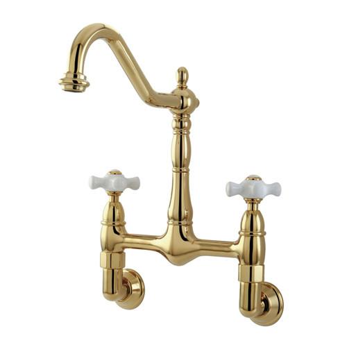 KINGSTON BRASS KS1241AX 8-Inch Center Wall Mount Kitchen Faucet – Polished Chrome, Solid Brass, 2-Hole Installation