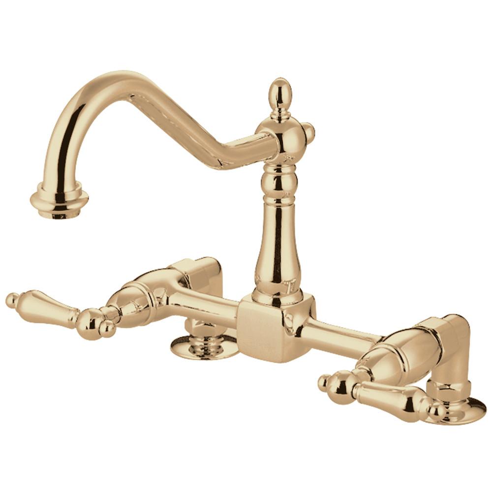 Kingston Brass Polished Brass 2 Handle Deck Mount Kitchen Faucet KS1142AL