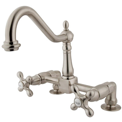 Kingston Brass Satin Nickel 2 Handle Deck Mount Kitchen Faucet KS1148AX