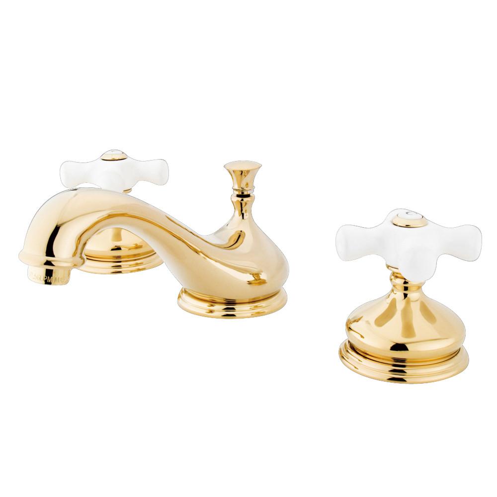 Kingston Polished Brass 2 Handle Widespread Bathroom Faucet w Pop-up KS1162PX