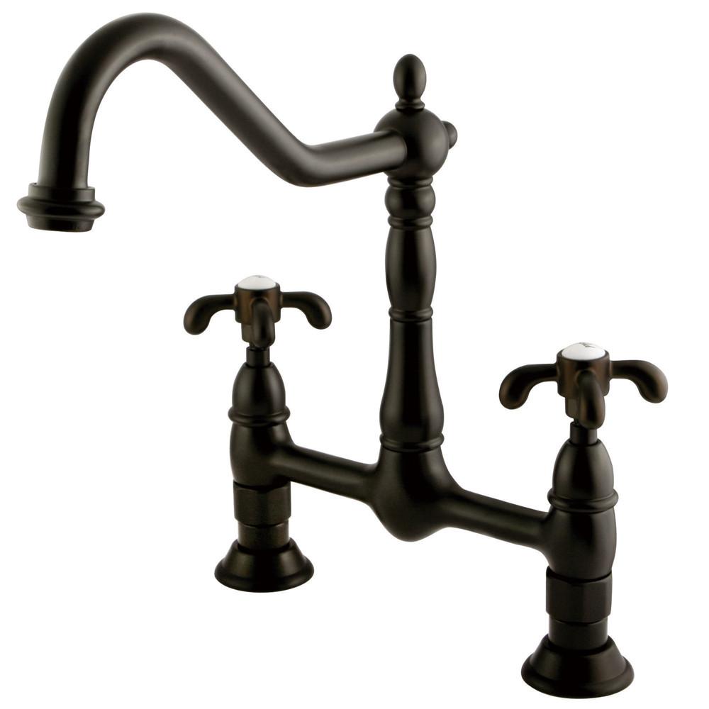 Kingston Oil Rubbed Bronze French Country 8" Centerset Kitchen Faucet KS1175TX