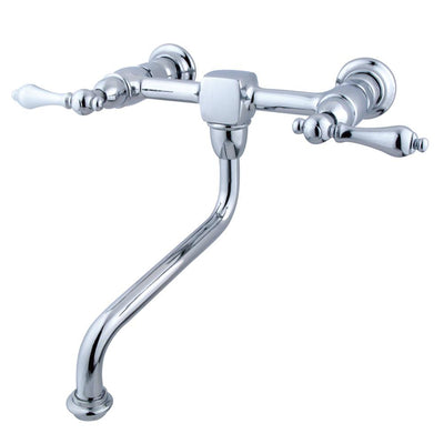 Kingston Brass Metal Lever Handle Chrome Bathroom Wall Mount Faucet KS1211AL
