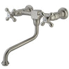 Kingston Brass Cross Handle Satin Nickel Bathroom Wall Mount Faucet KS1218AX