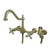 Cross Handle Polished Brass Wall Mount Kitchen Faucet w Sprayer KS1242AXBS
