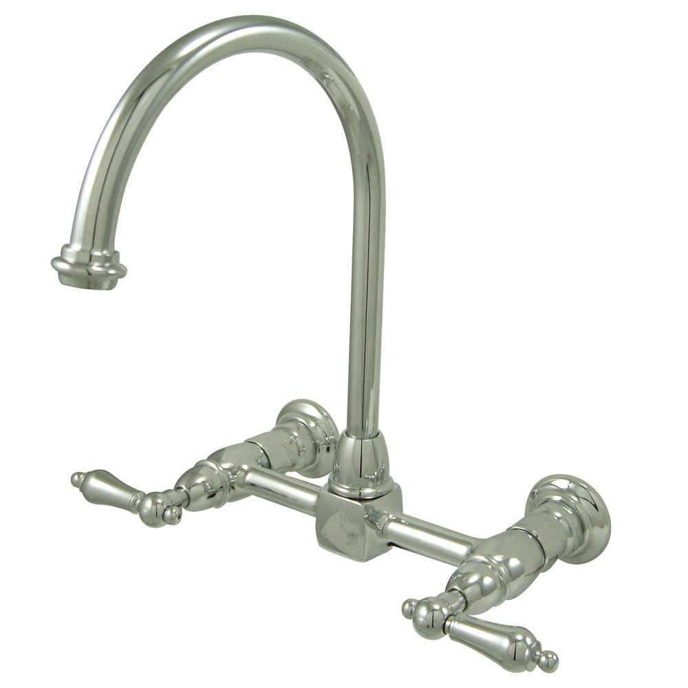 Kingston Brass High Arch Lever Handle Chrome Wall Mount Kitchen Faucet KS1291AL