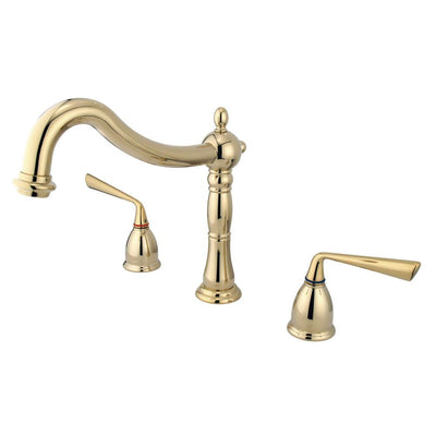 Kingston Silver Sage Polished Brass Bathroom Roman Tub Filler Faucet KS1342ZL
