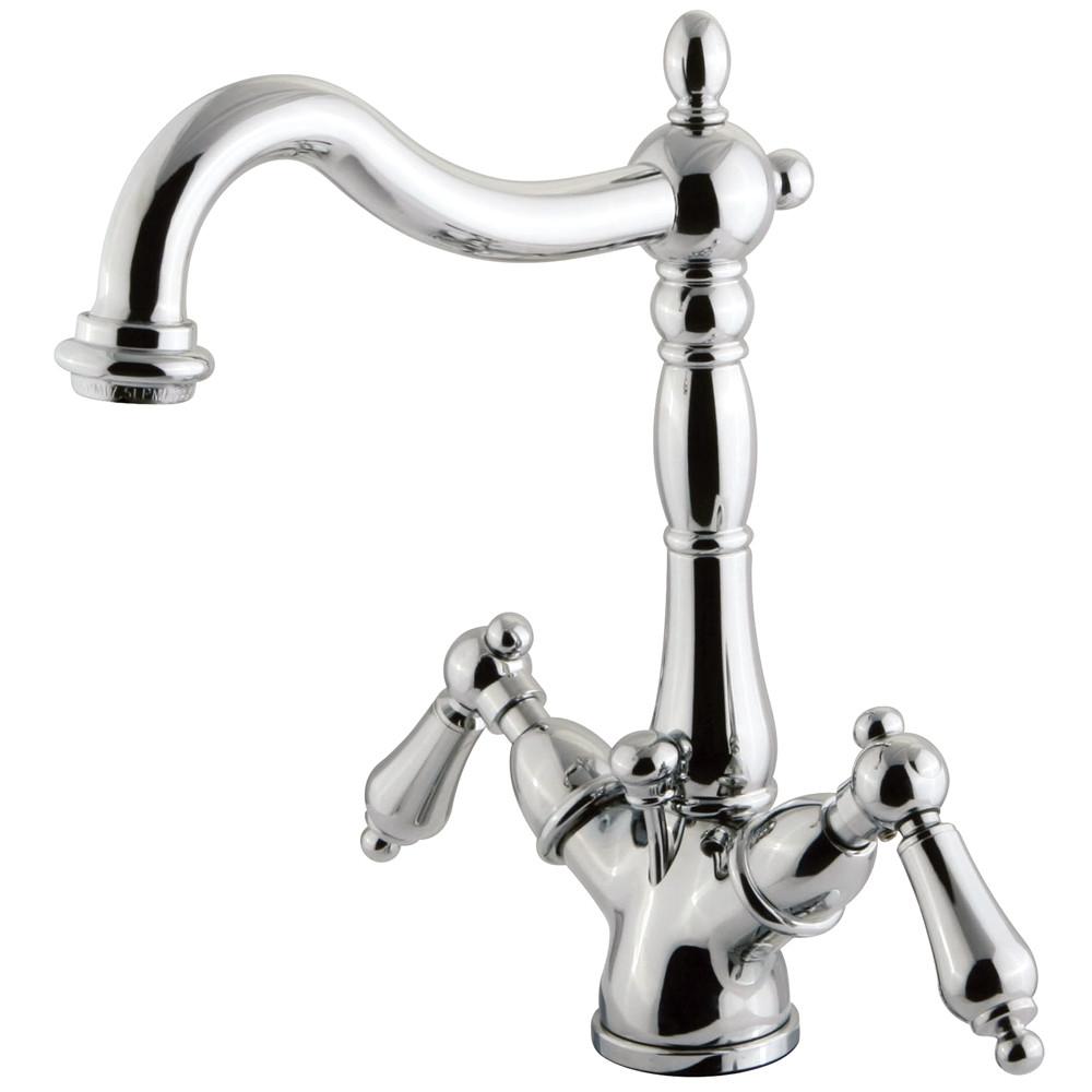 Kingston Chrome 2 Handle Bathroom Faucet w Pop-up & Optional Deck Plate KS1431AL