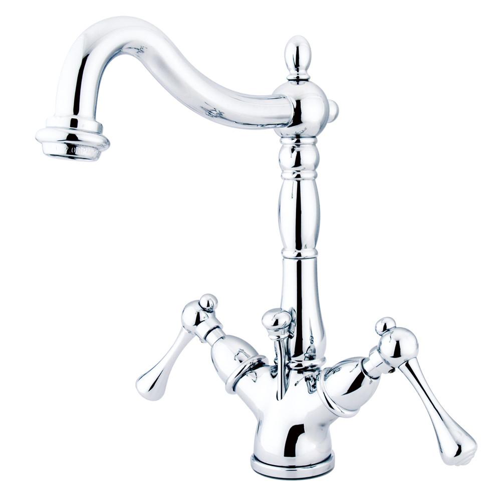 Kingston Brass Chrome 2 Handle Single Hole Bathroom Faucet w Pop-up KS1431BL