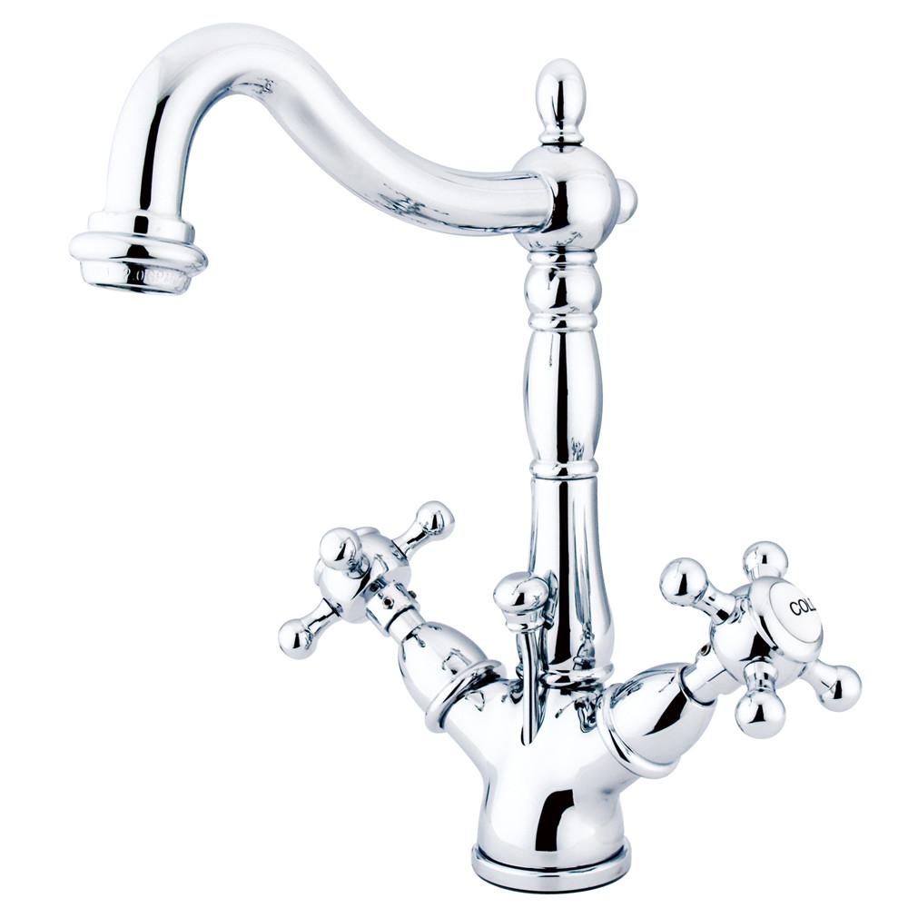 Kingston Brass Chrome 2 Handle Single Hole Bathroom Faucet w Pop-up KS1431BX