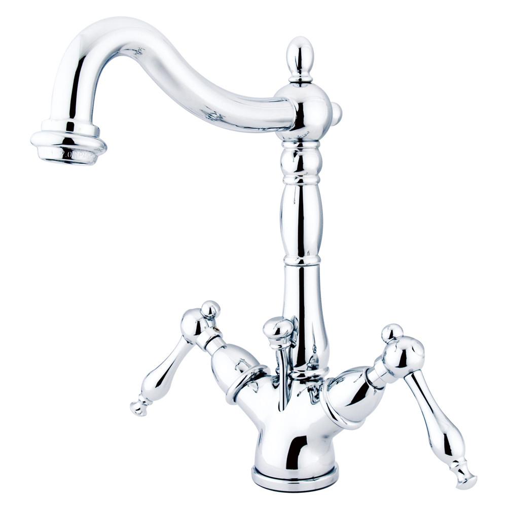 Kingston Brass Chrome 2 Handle Single Hole Bathroom Faucet w Pop-up KS1431NL