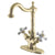 Kingston Polished Brass 2 Handle Single Hole Bathroom Faucet w Drain KS1432PX