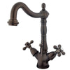 Kingston Oil Rubbed Bronze 2 Handle Single Hole Bathroom Faucet w Drain KS1435AX