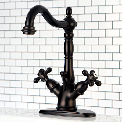 Kingston Oil Rubbed Bronze 2 Handle Single Hole Bathroom Faucet w Drain KS1435AX
