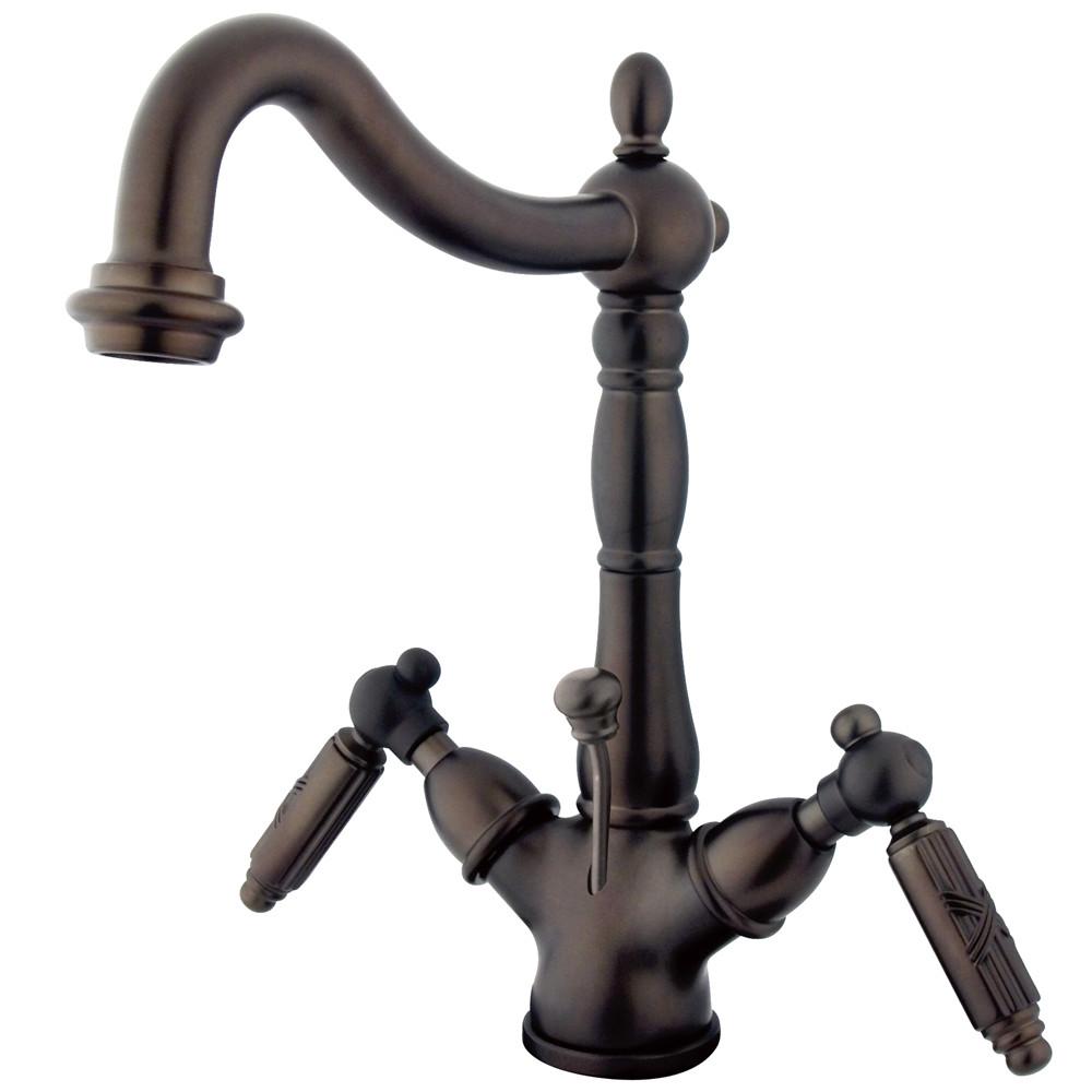 Kingston Oil Rubbed Bronze 2 Handle Single Hole Bathroom Faucet w Drain KS1435GL