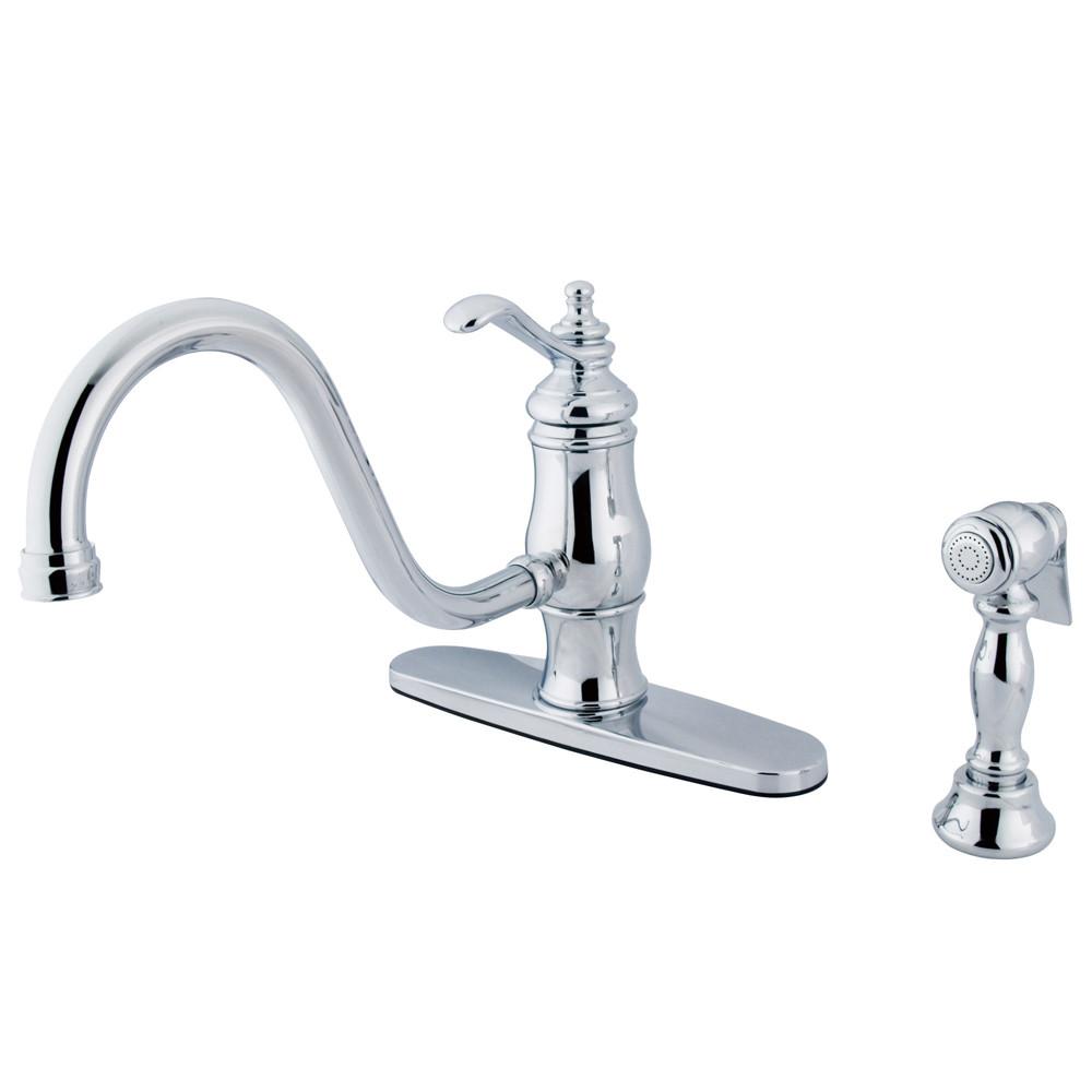 Kingston Chrome Single Handle 8" Centerset Kitchen Faucet w Spray KS1571TLBS