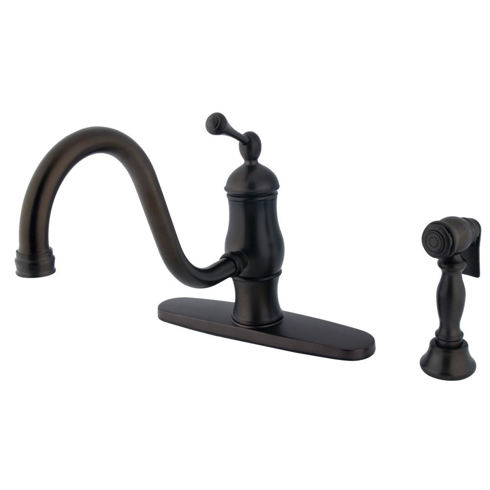 Oil Rubbed Bronze Single Handle Centerset Kitchen Faucet w spray KS1575BLBS